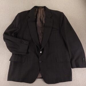 VTG Strathmore Jacket 50R 2XL Charcoal Gray Windowpane Check 100% Wool Blazer